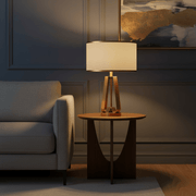 Zaevia Alora Geometric Brass Table Lamp: Mid Century Architectural Light - Lighting > Table & Floor Lamps > Table Lamps > Designer Table Lamps | Zaevia