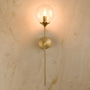 Zaevia Globe Wand Wall Sconce Brushed Gold Hardwired Mid Century Modern Accent Light - wall light | Zaevia