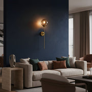 Zaevia Globe Wand Wall Sconce Brushed Gold Hardwired Mid Century Modern Accent Light - wall light | Zaevia
