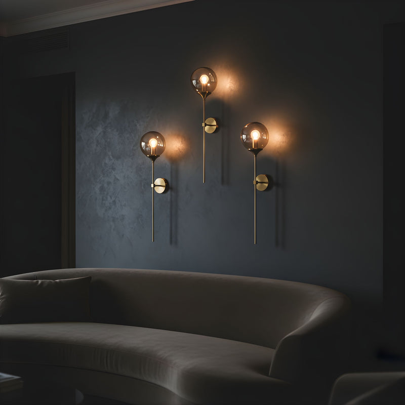 Zaevia Globe Wand Wall Sconce Brushed Gold Hardwired Mid Century Modern Accent Light - wall light | Zaevia