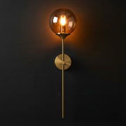 Zaevia Globe Wand Wall Sconce Brushed Gold Hardwired Mid Century Modern Accent Light - wall light | Zaevia