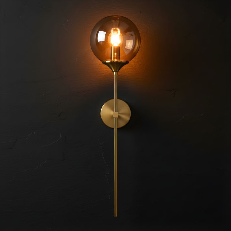 Zaevia Globe Wand Wall Sconce Brushed Gold Hardwired Mid Century Modern Accent Light - wall light | Zaevia
