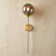 Zaevia Globe Wand Wall Sconce Brushed Gold Hardwired Mid Century Modern Accent Light - wall light | Zaevia