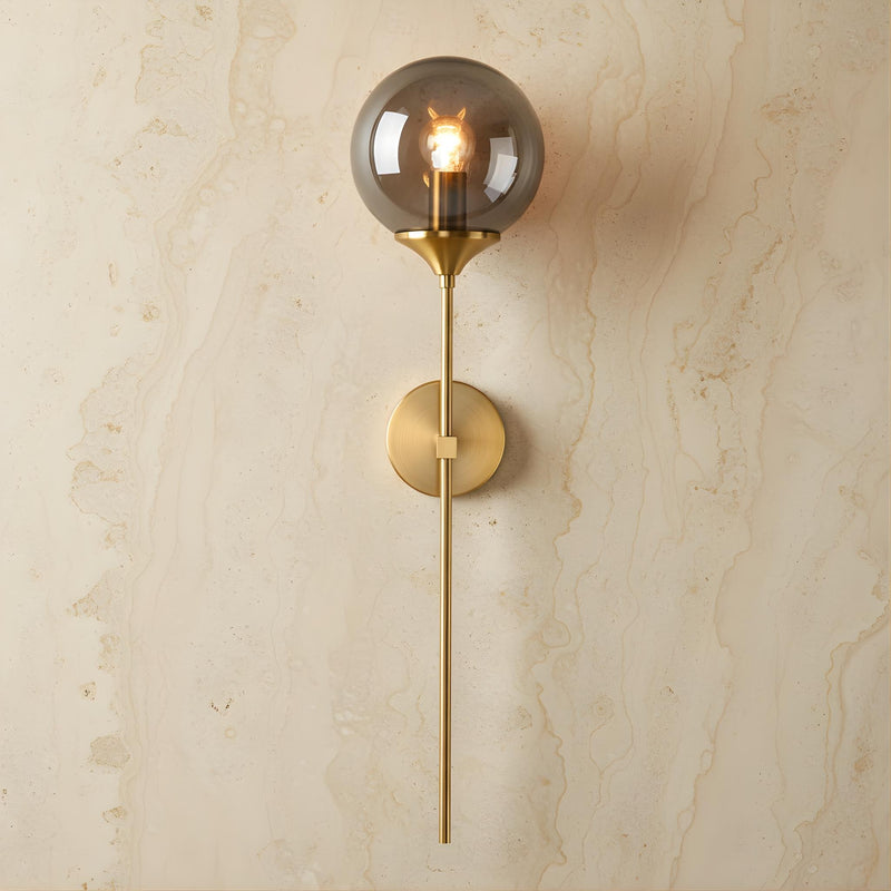 Zaevia Globe Wand Wall Sconce Brushed Gold Hardwired Mid Century Modern Accent Light - wall light | Zaevia