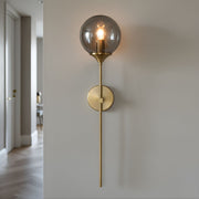 Zaevia Globe Wand Wall Sconce Brushed Gold Hardwired Mid Century Modern Accent Light - wall light | Zaevia