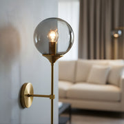 Zaevia Globe Wand Wall Sconce Brushed Gold Hardwired Mid Century Modern Accent Light - wall light | Zaevia