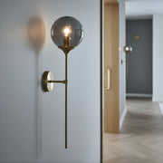 Zaevia Globe Wand Wall Sconce Brushed Gold Hardwired Mid Century Modern Accent Light - wall light | Zaevia