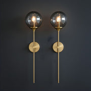 Zaevia Globe Wand Wall Sconce Brushed Gold Hardwired Mid Century Modern Accent Light - wall light | Zaevia