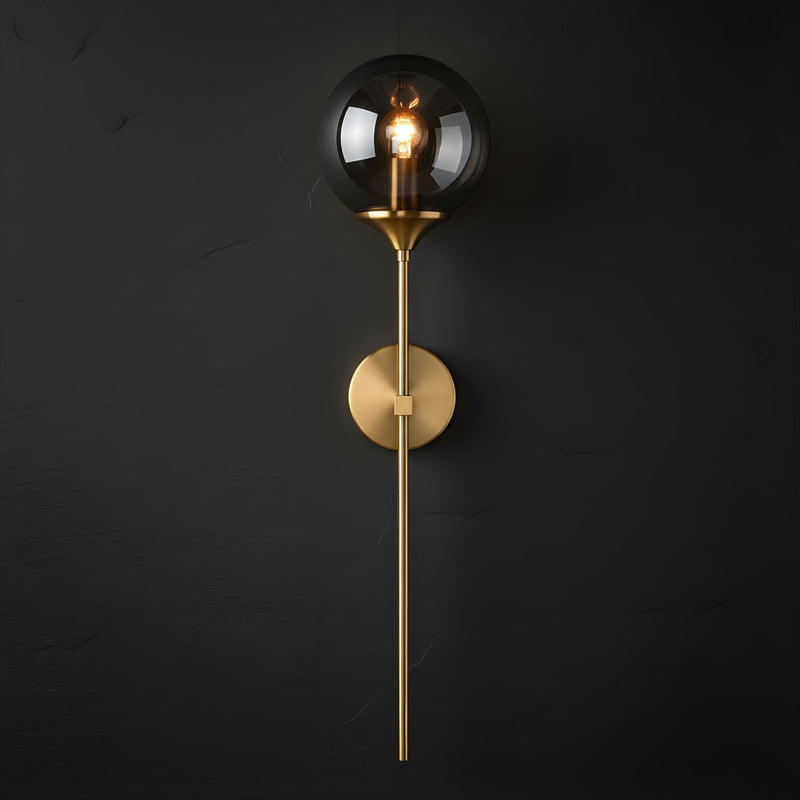 Zaevia Globe Wand Wall Sconce Brushed Gold Hardwired Mid Century Modern Accent Light - wall light | Zaevia