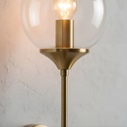 Zaevia Globe Wand Wall Sconce Brushed Gold Hardwired Mid Century Modern Accent Light - wall light | Zaevia