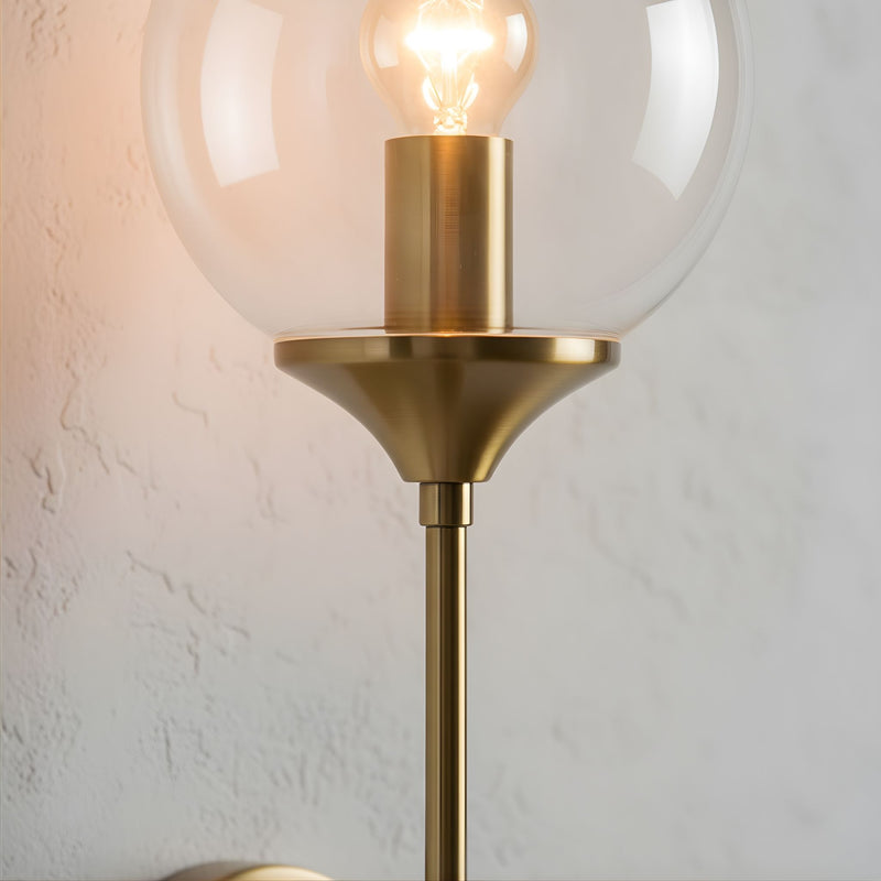 Zaevia Globe Wand Wall Sconce Brushed Gold Hardwired Mid Century Modern Accent Light - wall light | Zaevia