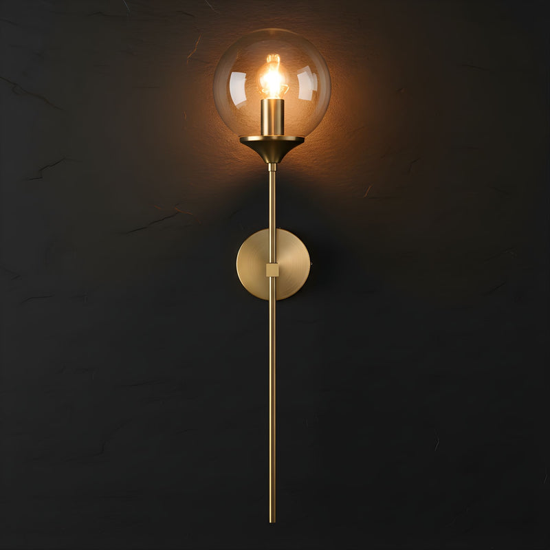 Zaevia Globe Wand Wall Sconce Brushed Gold Hardwired Mid Century Modern Accent Light - wall light | Zaevia