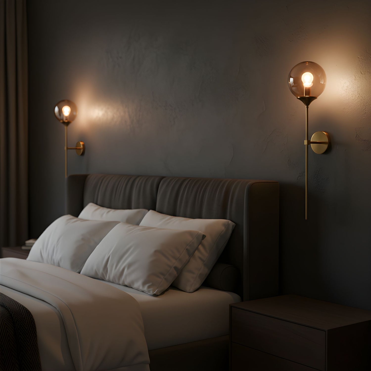 Zaevia Globe Wand Wall Sconce Brushed Gold Hardwired Mid Century Modern Accent Light - wall light | Zaevia