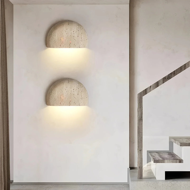 Travertine Half Moon Sconce Organic Modern Wabi Sabi Wall Light - Wall Light | Zaevia