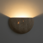 Travertine Half Moon Sconce Organic Modern Wabi Sabi Wall Light - Wall Light | Zaevia