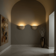 Travertine Half Moon Sconce Organic Modern Wabi Sabi Wall Light - Wall Light | Zaevia