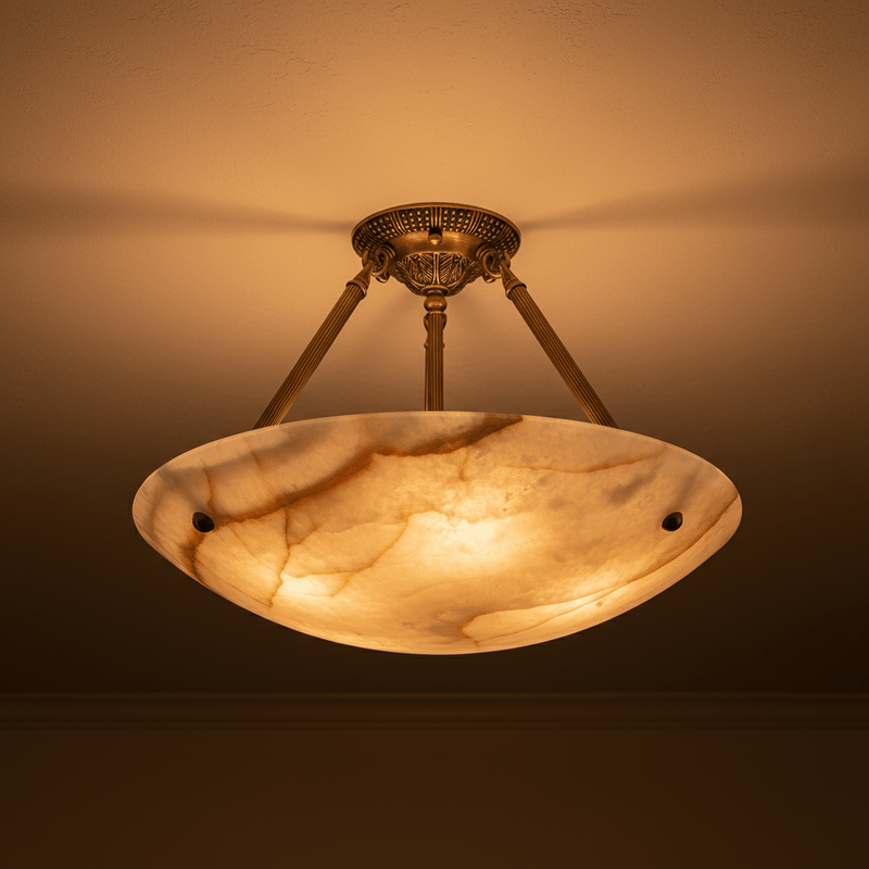 Halo Alabaster Bowl Semi-Flush Ceiling Light - Ceiling Light | Zaevia