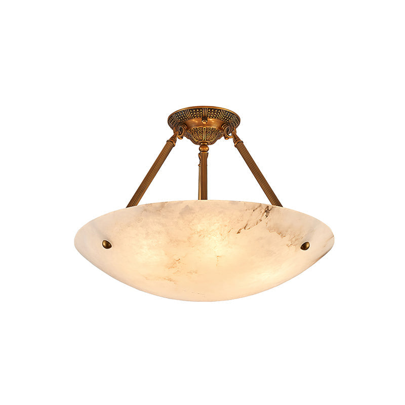 Halo Alabaster Bowl Semi-Flush Ceiling Light