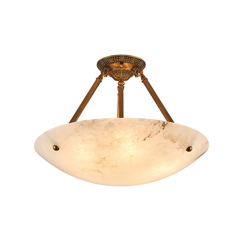 Halo Alabaster Bowl Semi-Flush Ceiling Light
