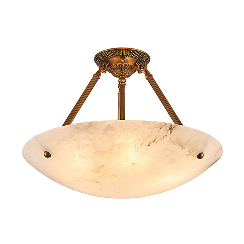 Halo Alabaster Bowl Semi-Flush Ceiling Light