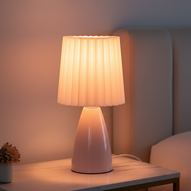 Hana Pleated Dimmable Glass Table Lamp