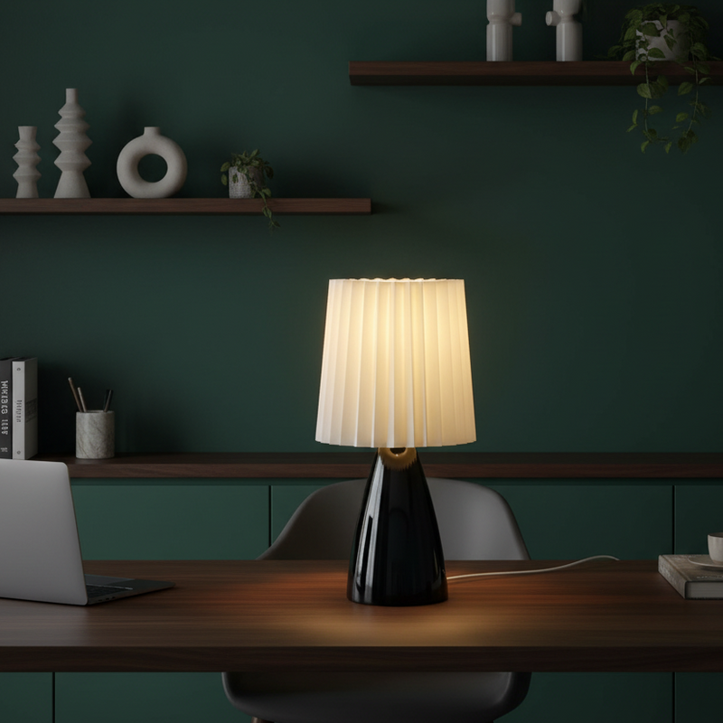 Hana Pleated Dimmable Glass Table Lamp
