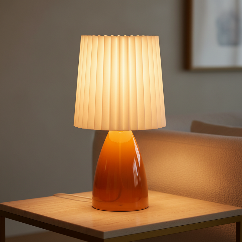 Hana Pleated Dimmable Glass Table Lamp