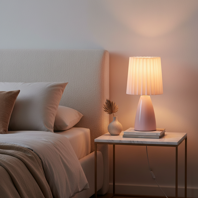 Hana Pleated Dimmable Glass Table Lamp