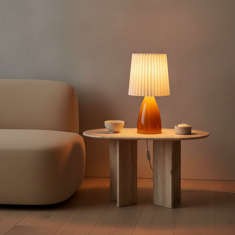 Hana Pleated Dimmable Glass Table Lamp
