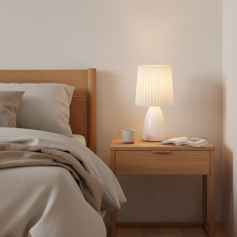 Hana Pleated Dimmable Glass Table Lamp