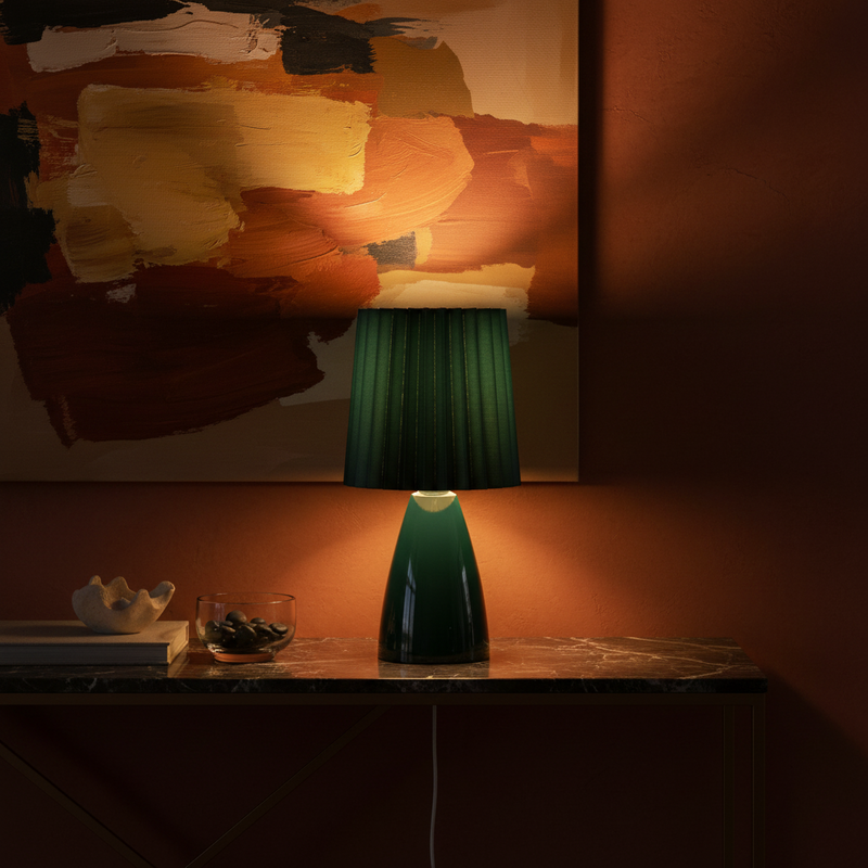 Hana Pleated Dimmable Glass Table Lamp
