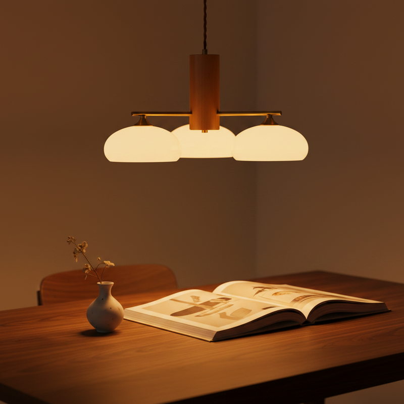 Japandi Brass Opal Saucer Chandelier