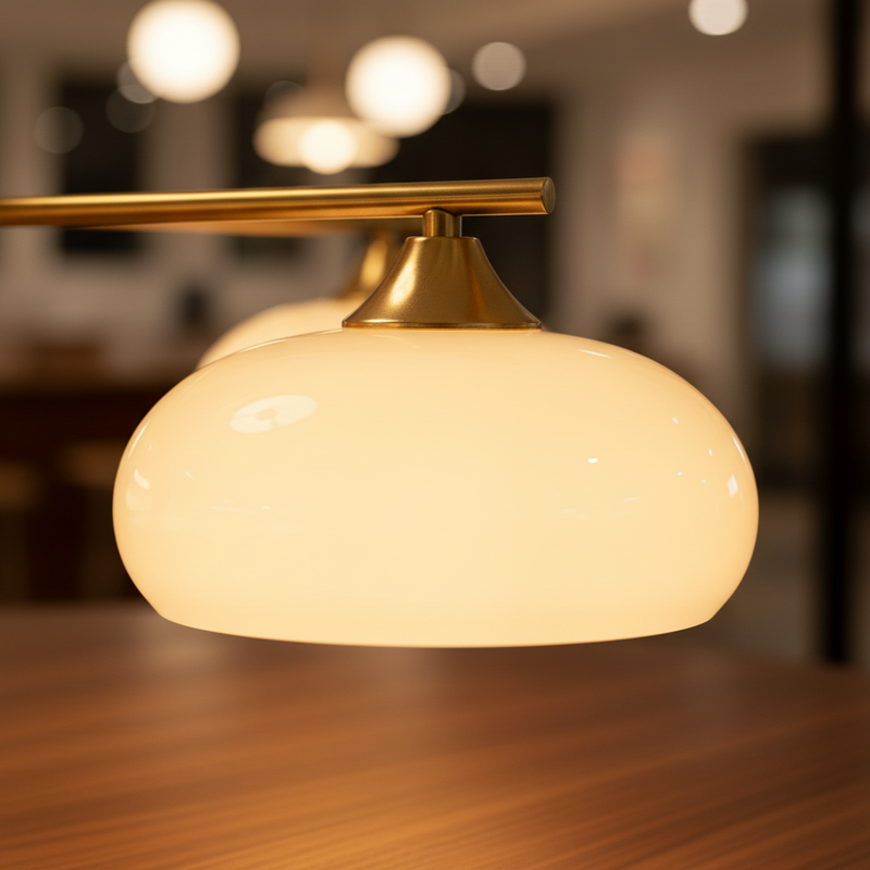 Japandi Brass Opal Saucer Chandelier