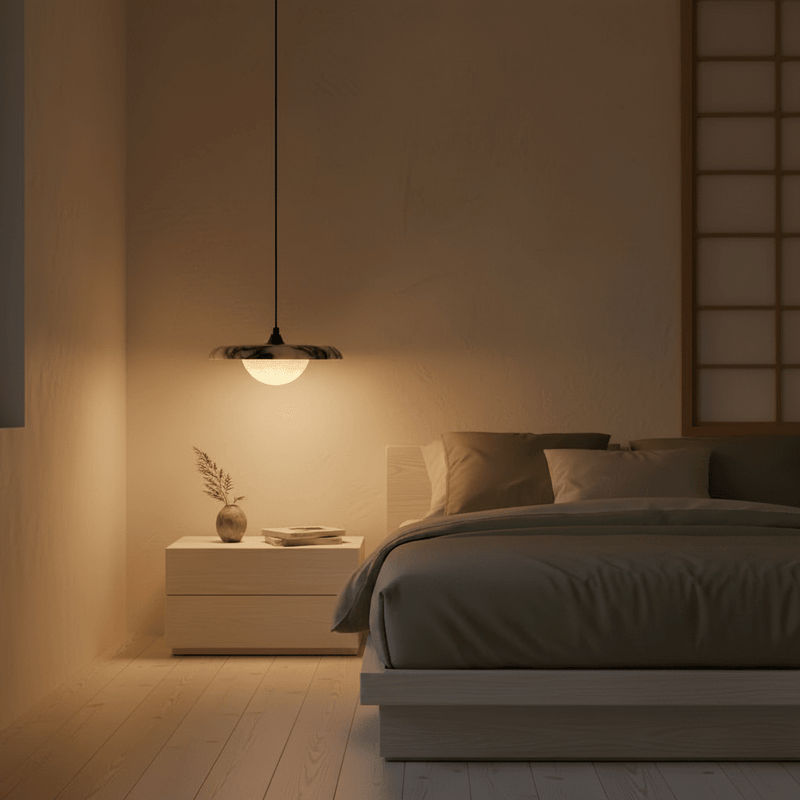 Zaevia Kaori Japandi Marble Pendant Light – Minimalist LED Bedside & Island Chandelier - Pendant Light | Zaevia