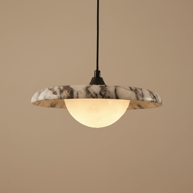 Zaevia Kaori Japandi Marble Pendant Light – Minimalist LED Bedside & Island Chandelier - Pendant Light | Zaevia
