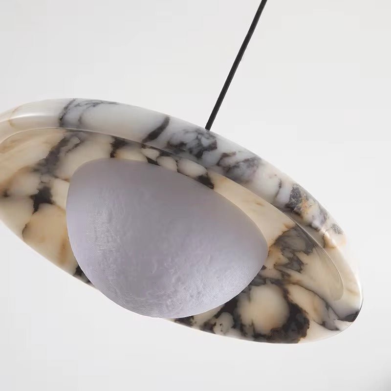 Zaevia Kaori Japandi Marble Pendant Light – Minimalist LED Bedside & Island Chandelier - Pendant Light | Zaevia