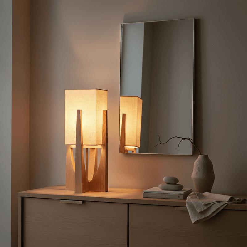 Zaevia Kenji Sculptural Wood Lamp - | Zaevia