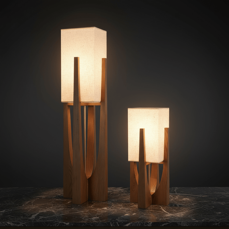 Zaevia Kenji Sculptural Wood Lamp - | Zaevia