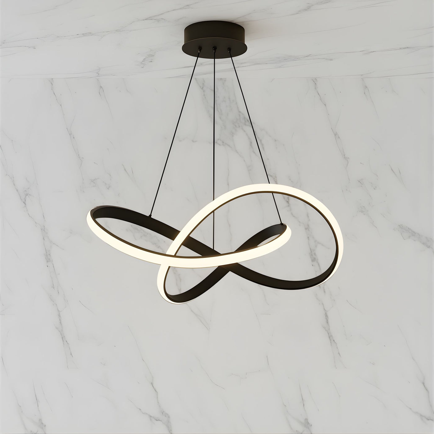 Zaevia Infinity Knot Pendant Light Integrated LED Dimmable Modern Sculptural Chandelier