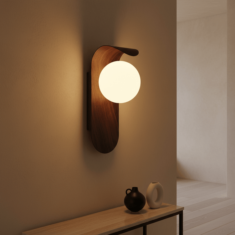 Zaevia Kora: Curved Wood Sconce - Wall Light | Zaevia