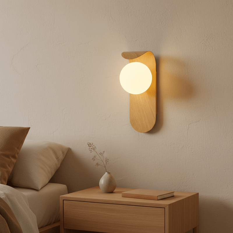 Zaevia Kora: Curved Wood Sconce - Wall Light | Zaevia