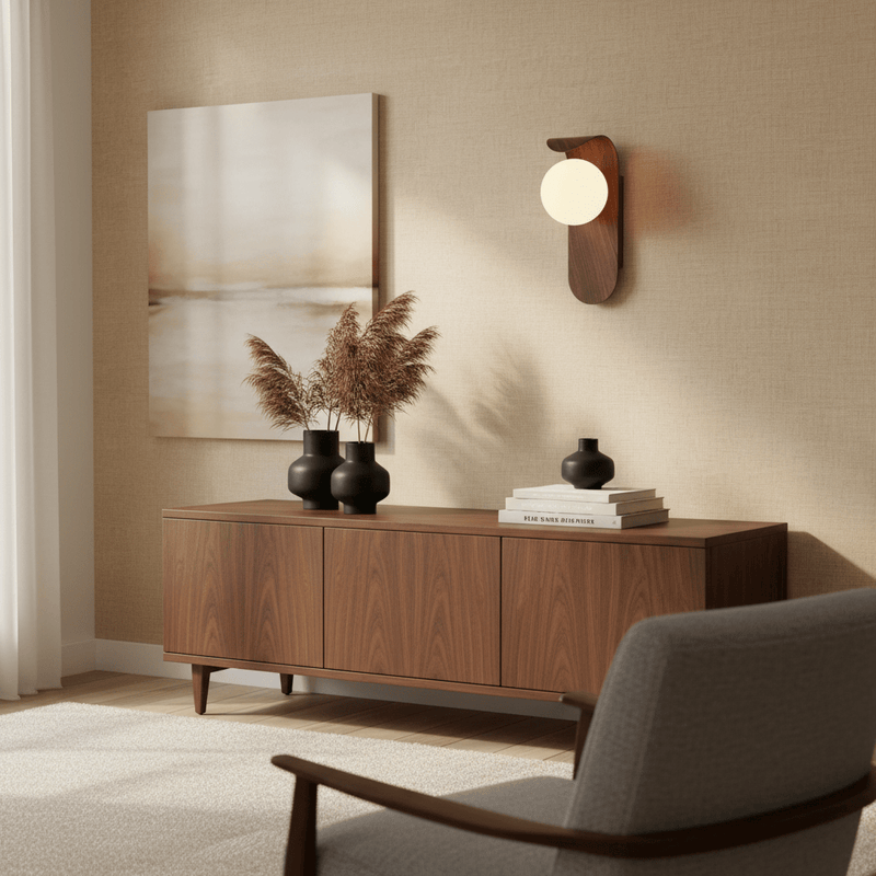 Zaevia Kora: Curved Wood Sconce - Wall Light | Zaevia