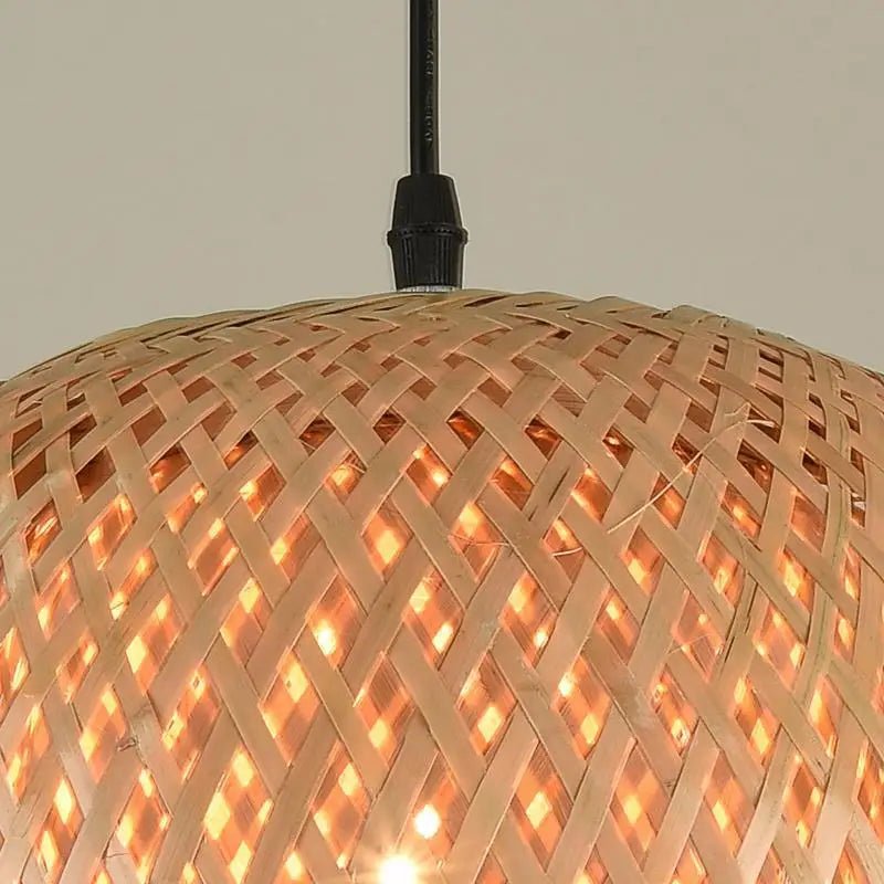 Zaevia Koru: Hand - Woven Bamboo Dome Pendant - | Zaevia