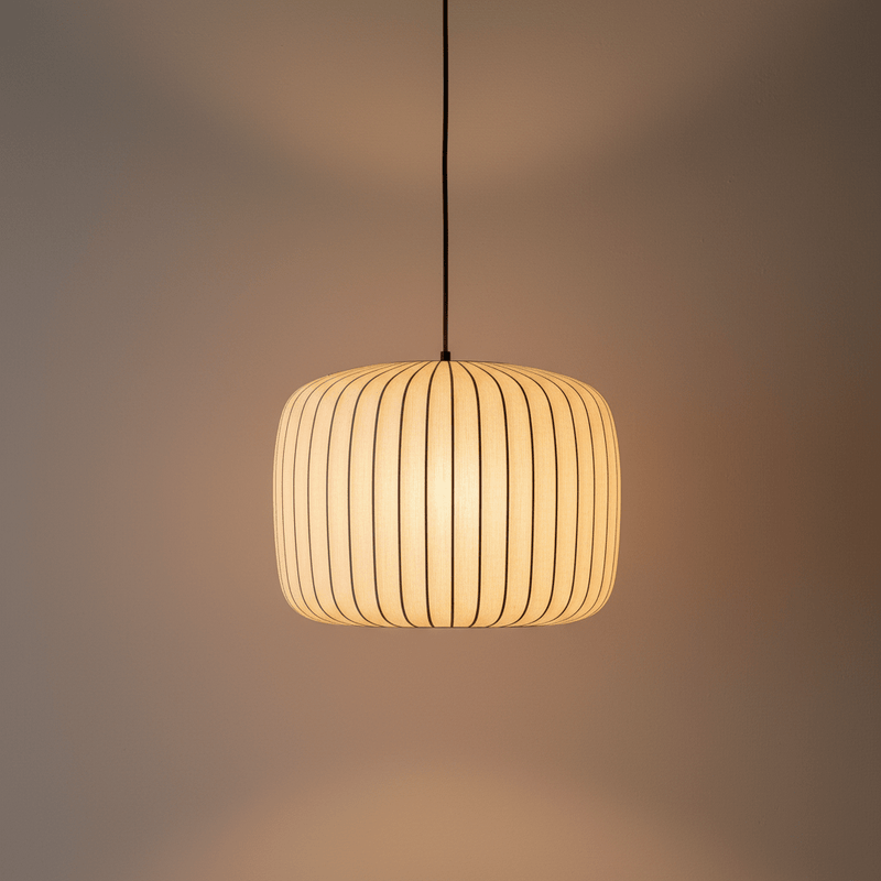 Zaevia Liora Japandi Ribbed Fabric Pendant Light - Pendant Light | Zaevia