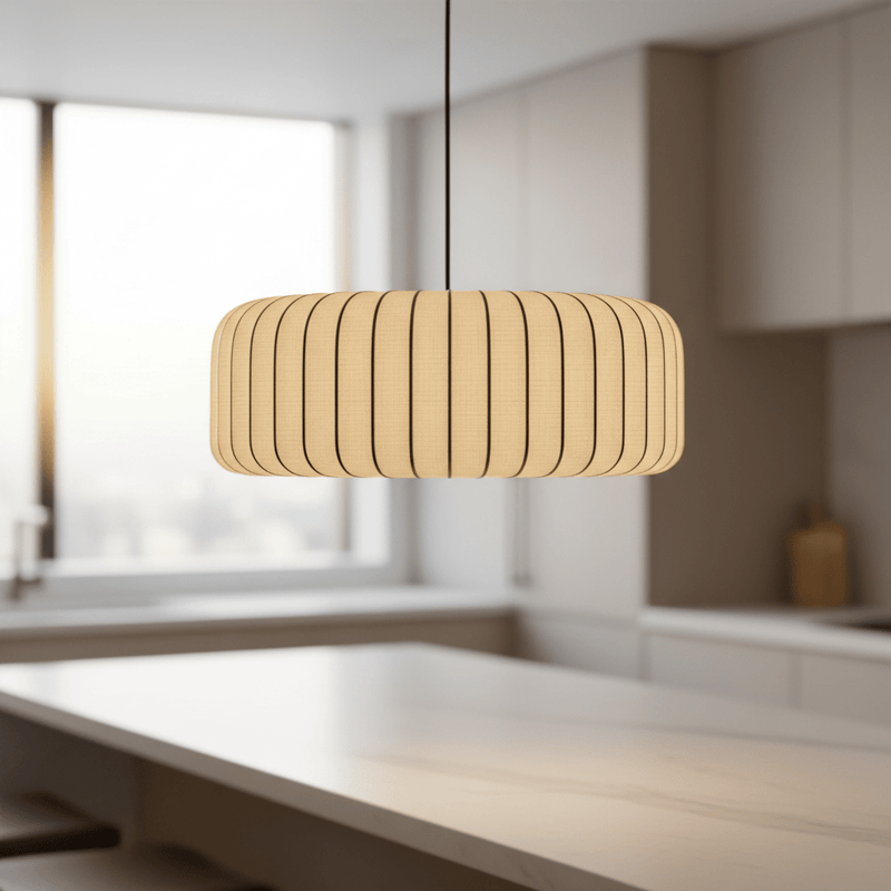 Zaevia Liora Japandi Ribbed Fabric Pendant Light - Pendant Light | Zaevia