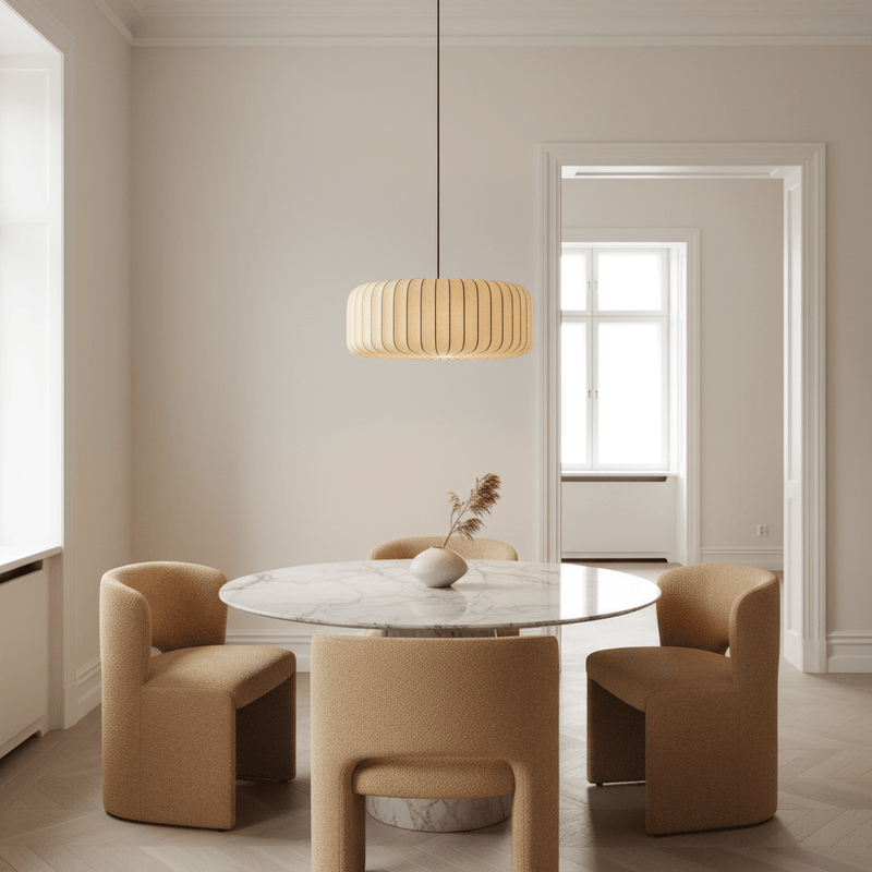 Zaevia Liora Japandi Ribbed Fabric Pendant Light - Pendant Light | Zaevia