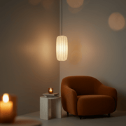 Zaevia Liora Japandi Ribbed Fabric Pendant Light - Pendant Light | Zaevia