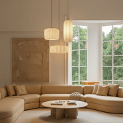 Zaevia Liora Japandi Ribbed Fabric Pendant Light - Pendant Light | Zaevia