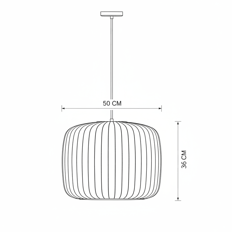 Zaevia Liora Japandi Ribbed Fabric Pendant Light - Pendant Light | Zaevia