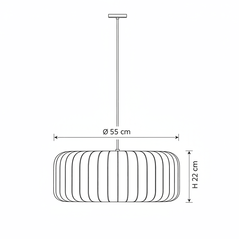 Zaevia Liora Japandi Ribbed Fabric Pendant Light - Pendant Light | Zaevia